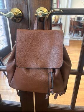 Classic Pebbled Leather Backpack in Brown